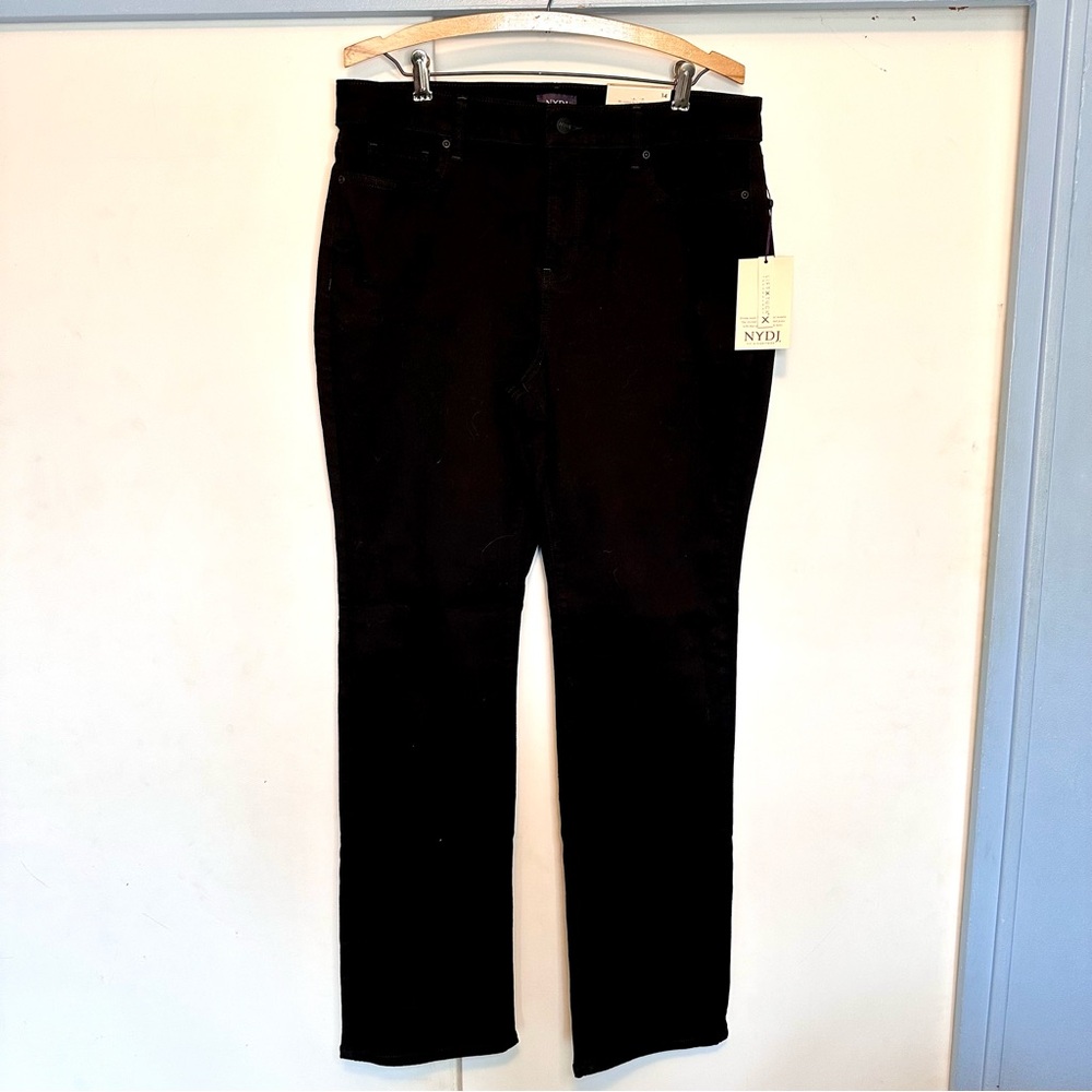 NYDJ Marilyn Straight Leg Lift x Tuck Black stretch jeans Size 14 NWT - Picture 6 of 10